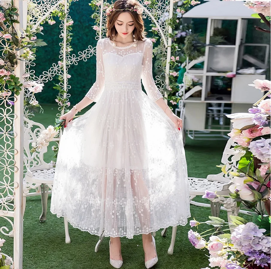 Женское длинное платье с вышивкой элегантные вечерние платья размера плюс