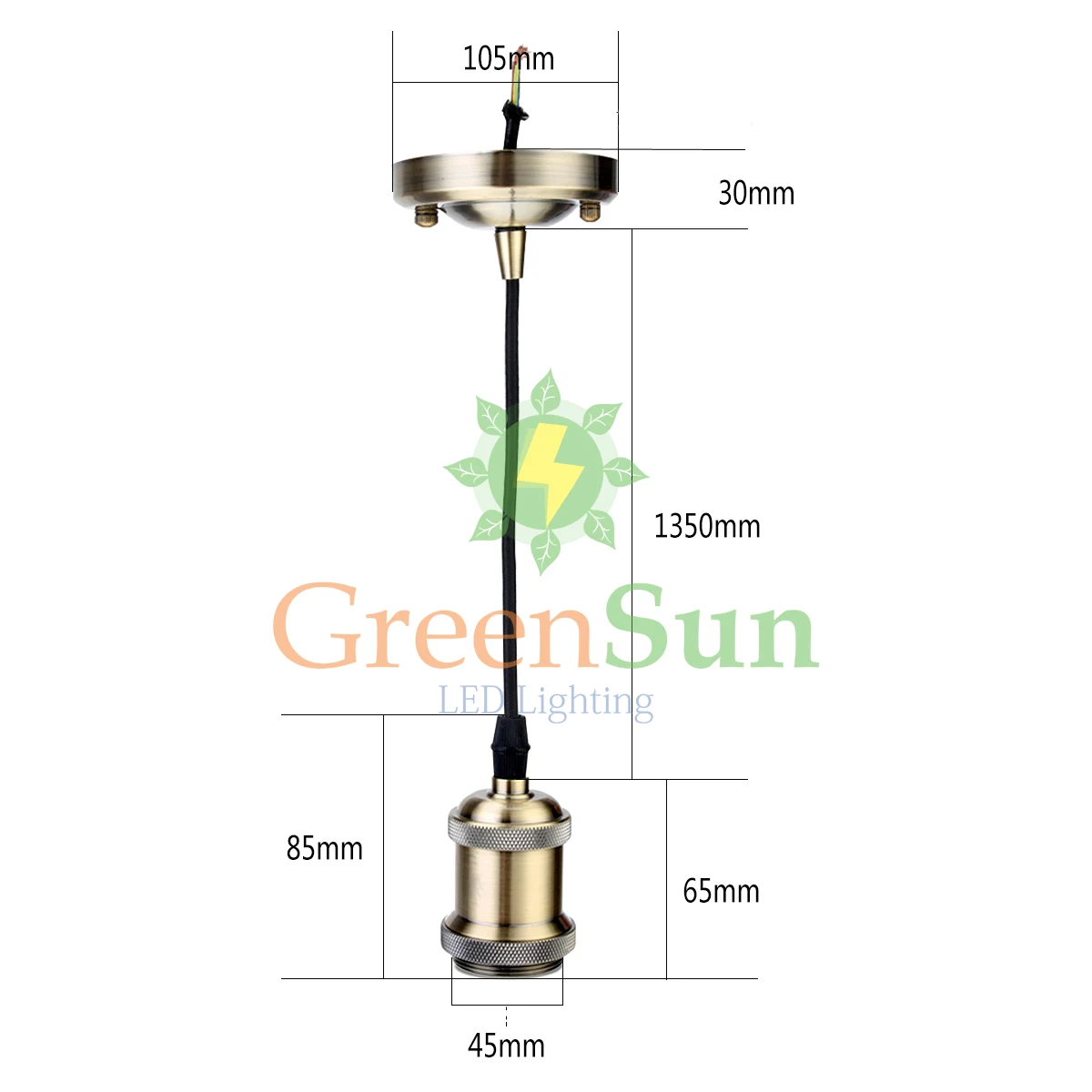 Алюминиевая ретро-лампа GreenSun 5 шт. карамельного цвета E27 с подвесным держателем