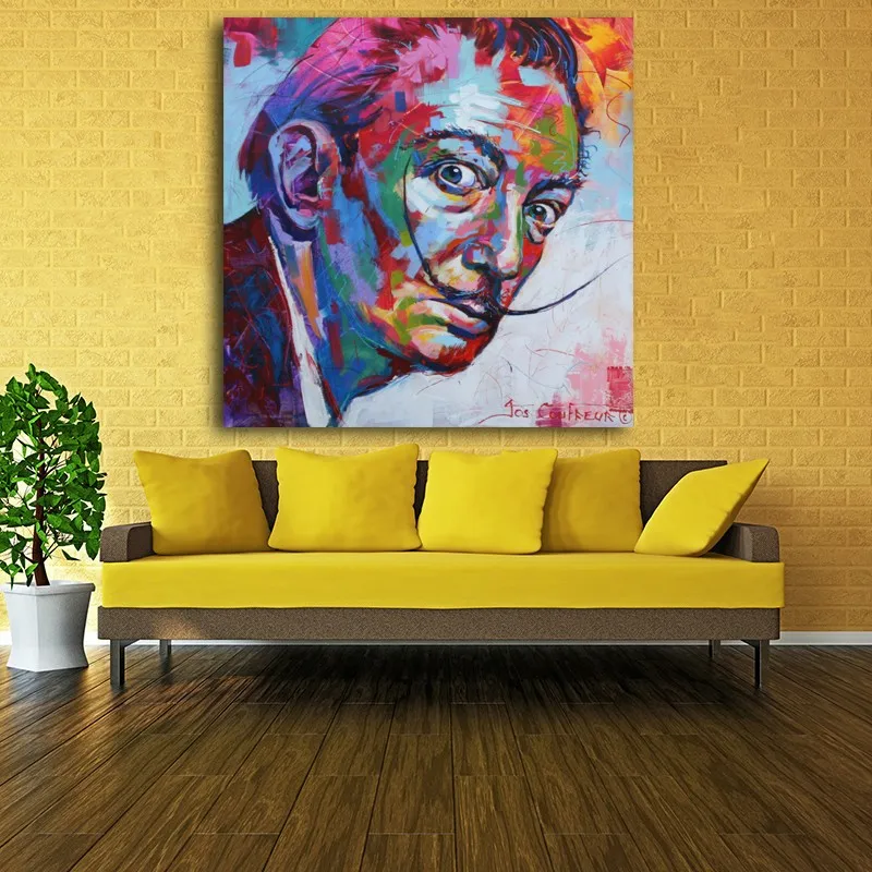 Граффити Сальвадора Дали поп арт картина маслом искусственное лицо и постеры для