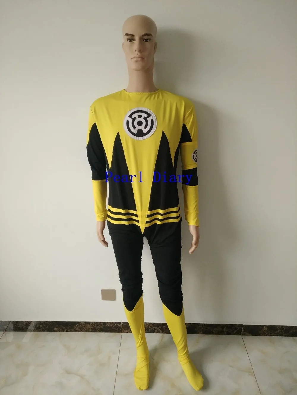 

Spandex Suit Costumes & Cosplay yellow Suit Fancy Dress Super Hero Bodysuit without hands and hood
