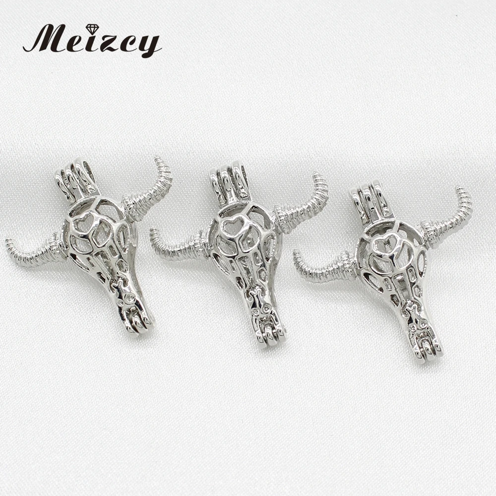 10 шт. посеребренные бусины с головой коровы и жемчугом рассеиватель кулон для