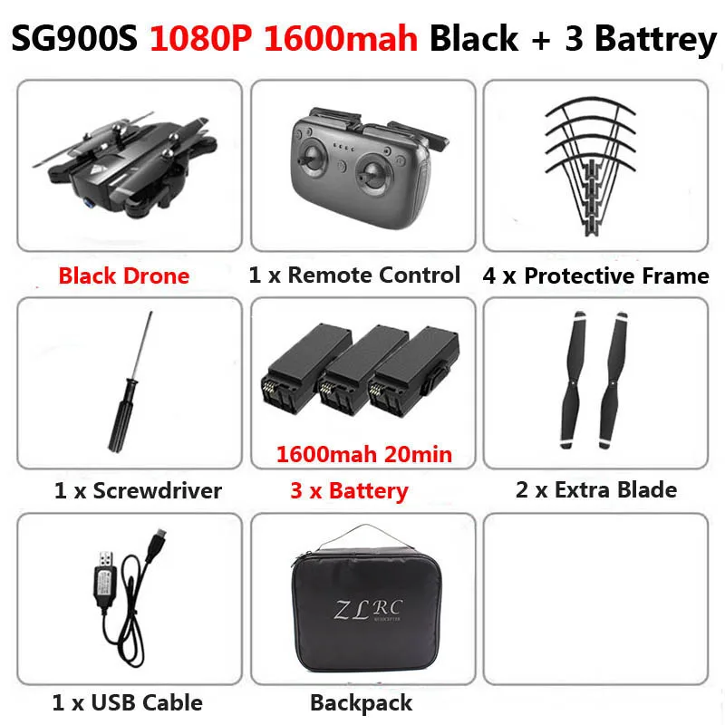 B 1600mah 1080P 3B B SG900-S SG900S gps складной Профессиональный Дрон с камерой 1080P HD селфи WiFi FPV широкоугольный Радиоуправляемый квадрокоптер Вертолет игрушки F11 - Цвет: B 1600mah 1080P 3B B