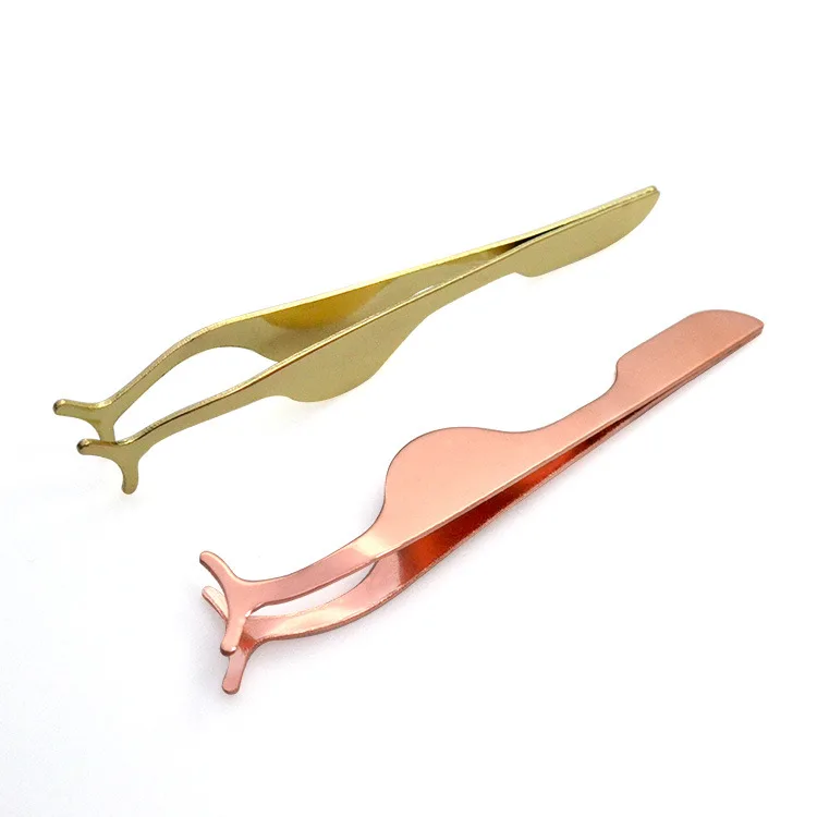 Stainless Steel False Eyelash Tweezers Fake Eye Lash Curler Applicator Clip Nipper Tool Rose Gold HP1089 | Красота и здоровье