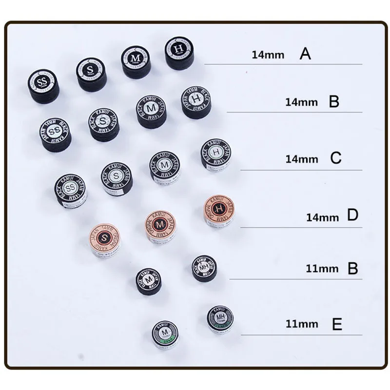 Наконечники для бильярдного кия KAMUI 14 мм черный цвет SS/S/M/H наконечник снукера 11