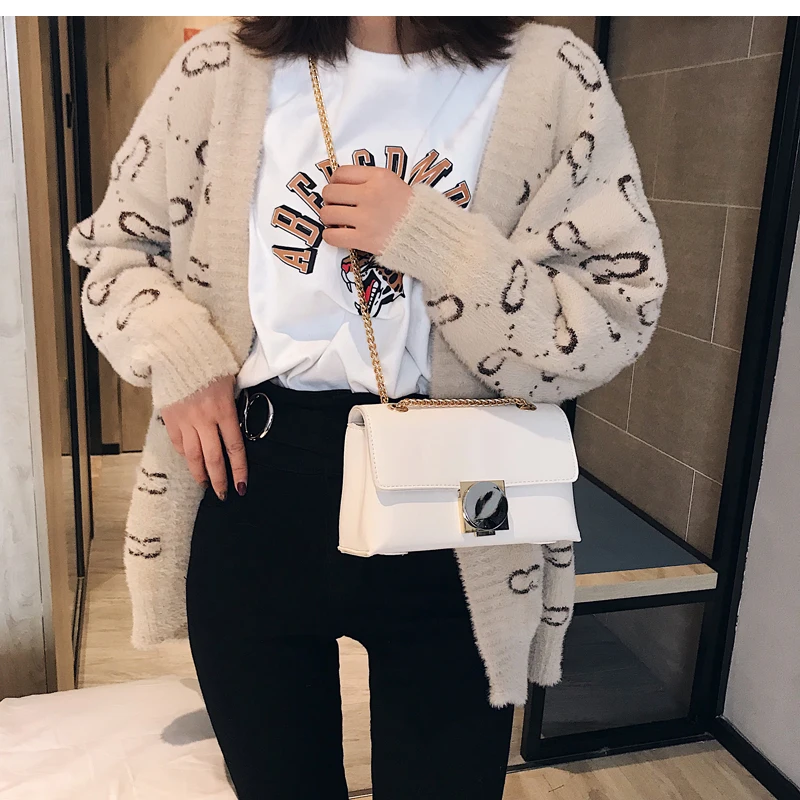 Европейская модная женская квадратная сумка NewQuality искусственная кожа женская дизайнерская Роскошная сумочка замок цепи плеча курьерские Сумки