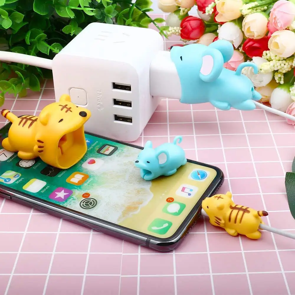 20 шт милый мультфильм большое животное зарядное устройство укуса кабель протектор cargador для iphone зарядный usb-шнур провода защиты