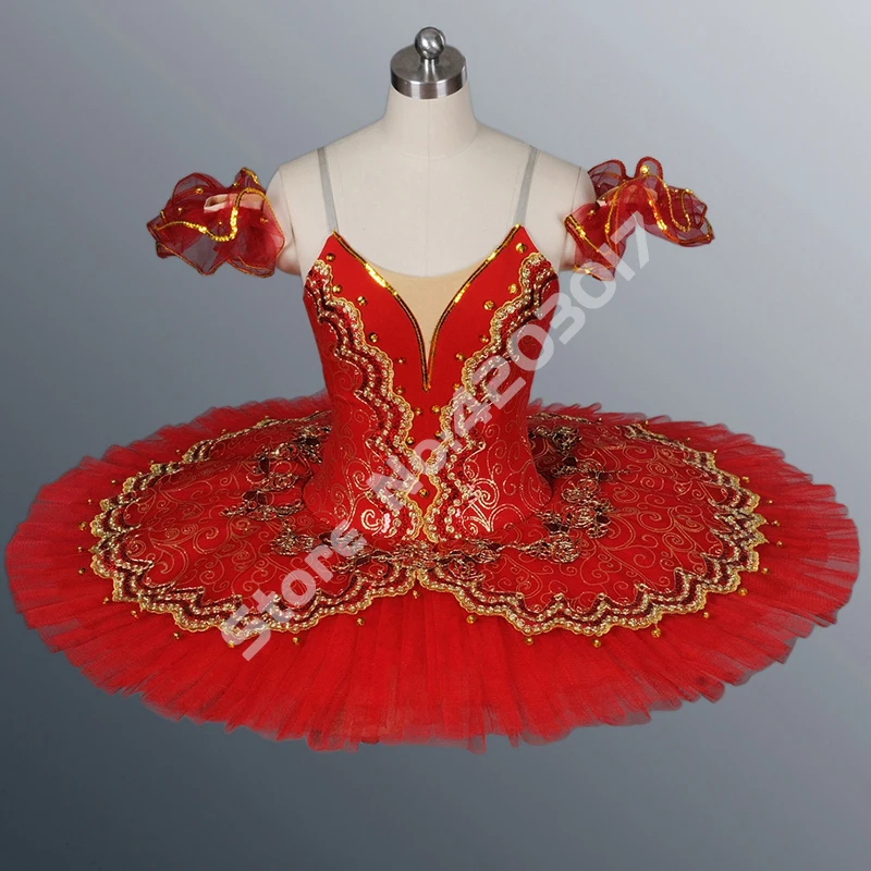 

Профессиональные балетные пачки с золотой вышивкой для взрослых и женщин, красная балетная танцевальная одежда, танцевальные костюмы для в...
