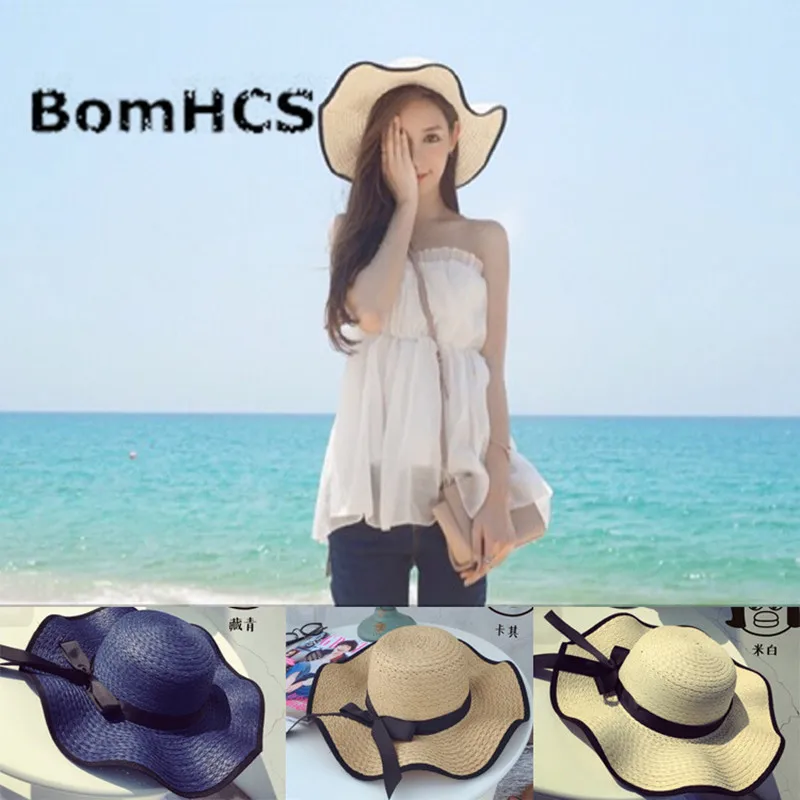 

Шляпа BomHCS женская, соломенная шляпа с бантиком и широкими полями 17F-314MZ4