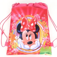 34x27cm minnie mouse theme birthday party supplies for girls gift non woven fabrics drawstring bag travel storage package