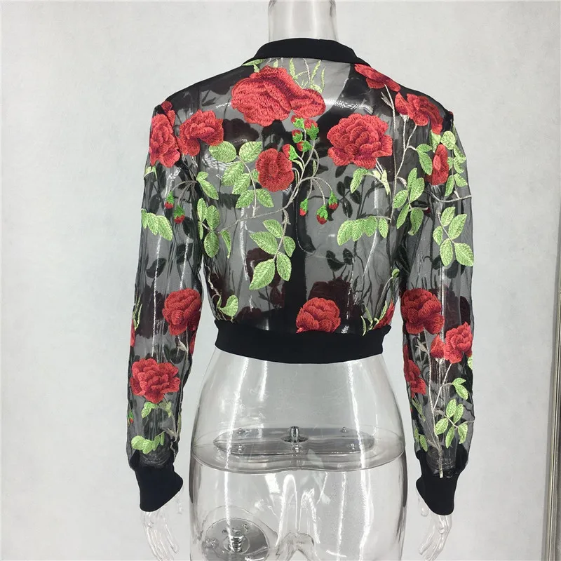 Укороченный топ с цветочной вышивкой женская модная куртка вырезами сетчатая