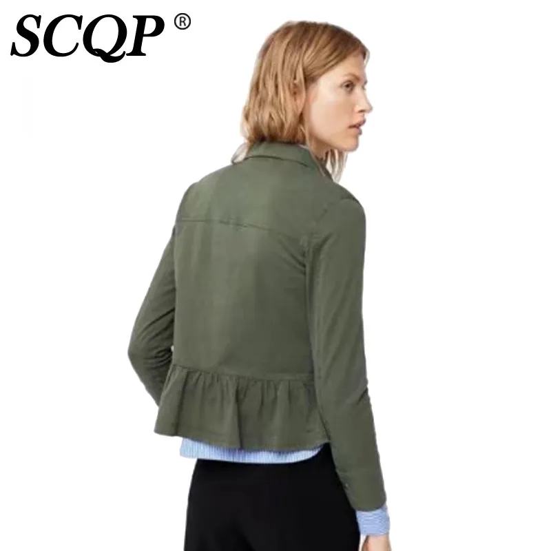 SCQP Fashion Animal Patch Designs Jackets Coats Womens Slim Ruffle Full Sleeve Woman Outerwear Spring Party Club Women Clothing | Женская