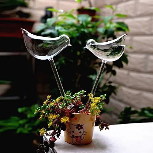 

2pcs Birds Shape Flower kettle & Sprinkler Garden Glass Plant Pots Flowerpot Glass Indoor Garden Automatic Watering Pots Potted