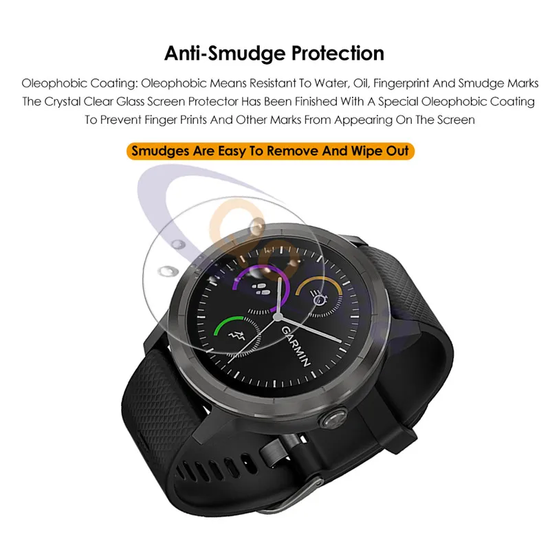 Qosea (2 упаковки) для Garmin Vivoactive 3 Защита экрана часов 9H закаленное стекло