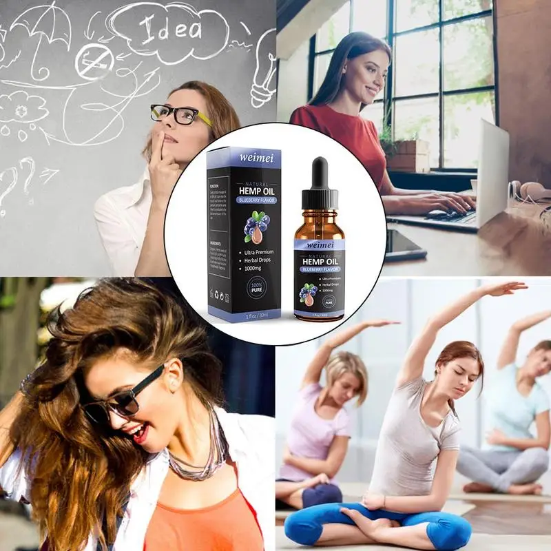 30ml Natural Blueberry Flavor Hemp Essential Oil 1000MG CBD Herbal Drops Relieve Stress Facial Body Skin Care Help Sleep | Красота и