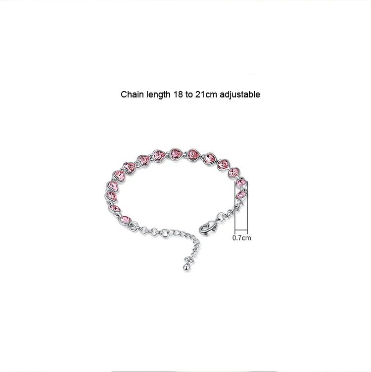 BeBella/браслет с розовым сердцем и кристаллами Swarovski модные ювелирные изделия для