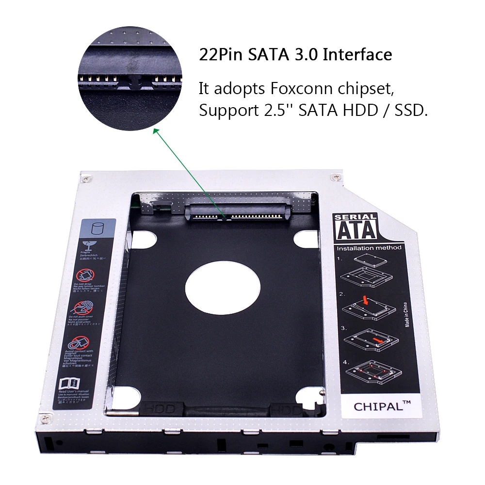 CHIPAL лучший 2nd HDD Caddy 12 7 мм SATA 3 0 Светодиодный индикатор для 2 5 дюйма SSD чехол жесткий