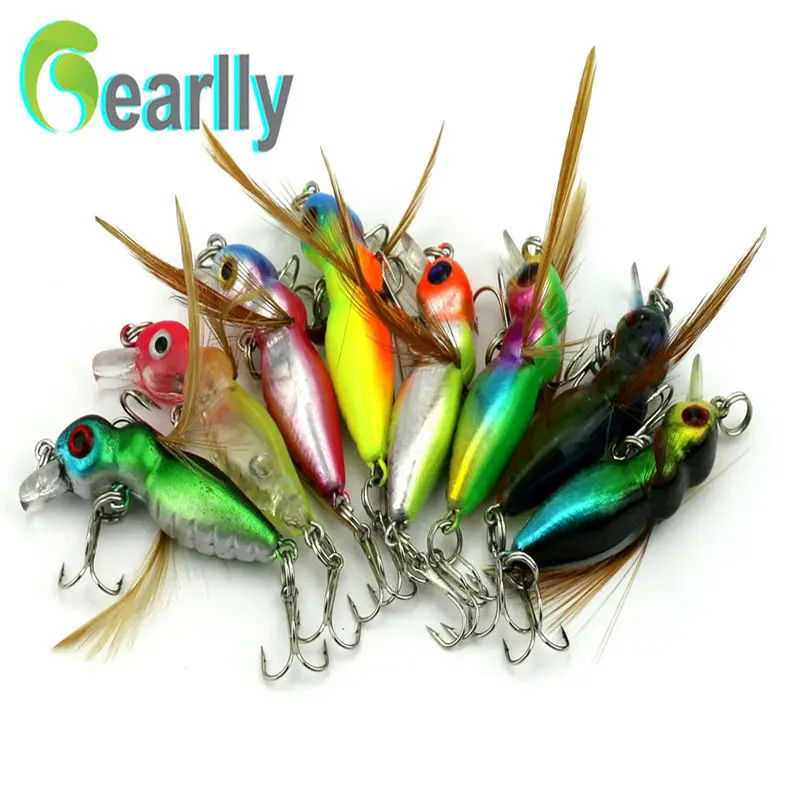 

8pcs /lot Bionic Insect bait fishing lure 4.5cm 3.4g Cicada Crank artificial bait Float Baits with VMC hook