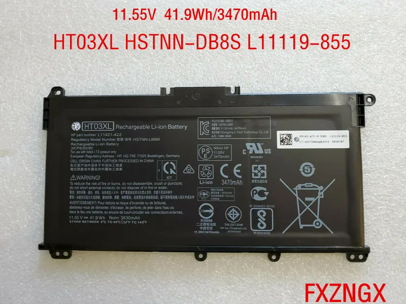 

Оригинальный аккумулятор HT03XL HT03 на 41,9 Вт/ч для HP Pavilion 14-CE0001LA Pavilion 14-CE0014TU Pavilion 14-CE0010CA