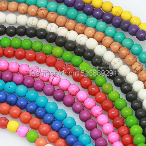 Заводская цена 50 шт./лот 8 мм натуральный Howlite Бирюзовый Камень Круглый свободный