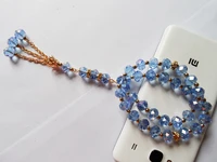 eid al adha haji festival good quality 2 layer rope chain muslim rosary bracelet sky blue crystal muslim rosary charm bracelets