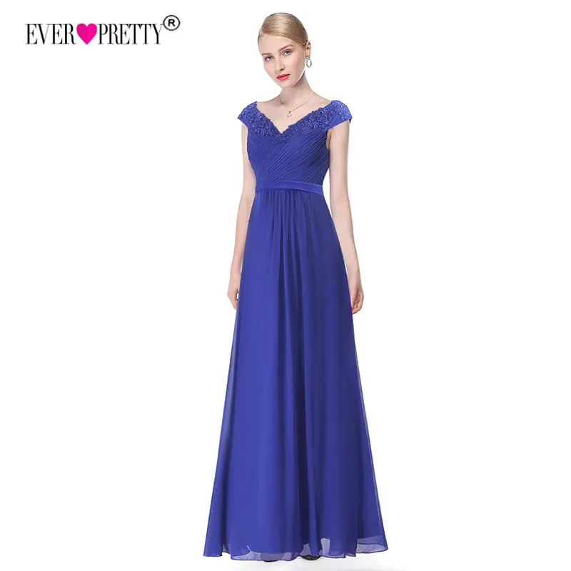 Sapphire Blue Robe De Soiree EB23368 элегантное ТРАПЕЦИЕВИДНОЕ вечернее платье с v-образным вырезом и аппликацией длинное красное торжественное свадебное платье размера плюс - Цвет: Sapphire Blue