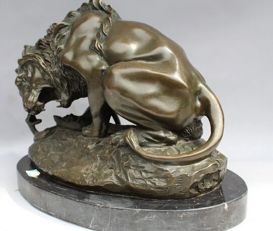 Оптовая продажа фабрики 10 &quotWestern Art Бронзовая Статуэтка Foo Собака Лев Змея базы