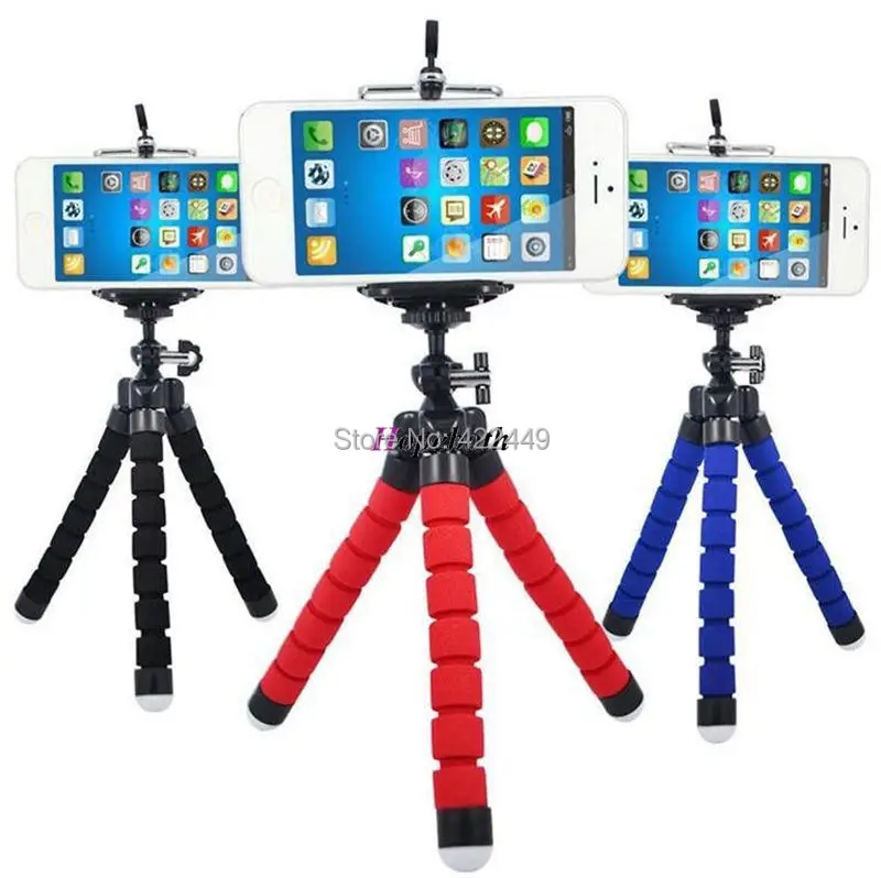 

50pcs Flexible Sponge Octopus Mini Tripod With Bluetooth Remote Shutter For iPhone mini Camera Tripod Phone Holder clip stand