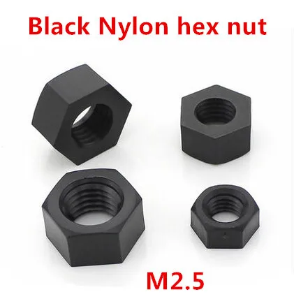 

200pcs M2.5 Nylon Black Hex Nut Metric Machine Hexagon Nuts DIN934
