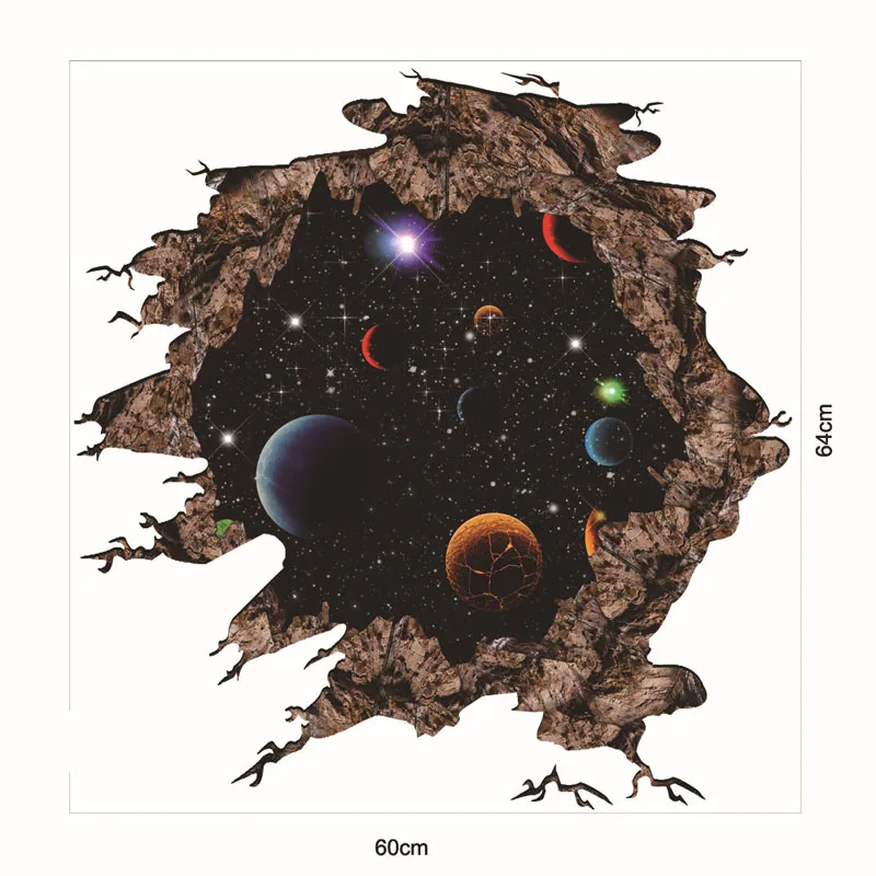 3D Наклейка на стену голубая звезда космическая Луна детская комната ванная