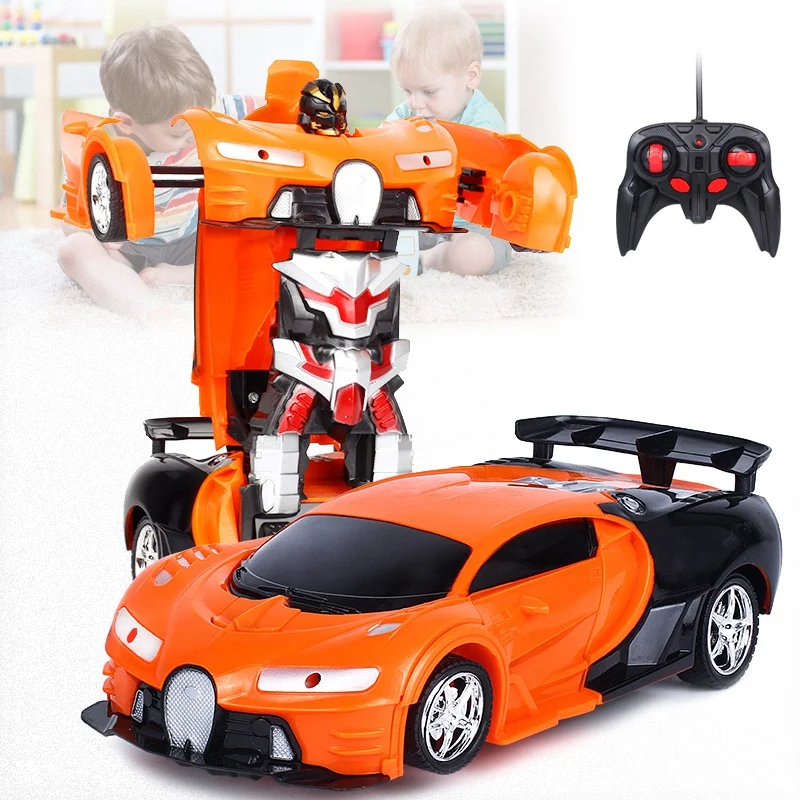 Orange 2 In 1 RC Car Sports Car Transformation Robots Models Remote Control Toy Kids(red - Цвет: Orange