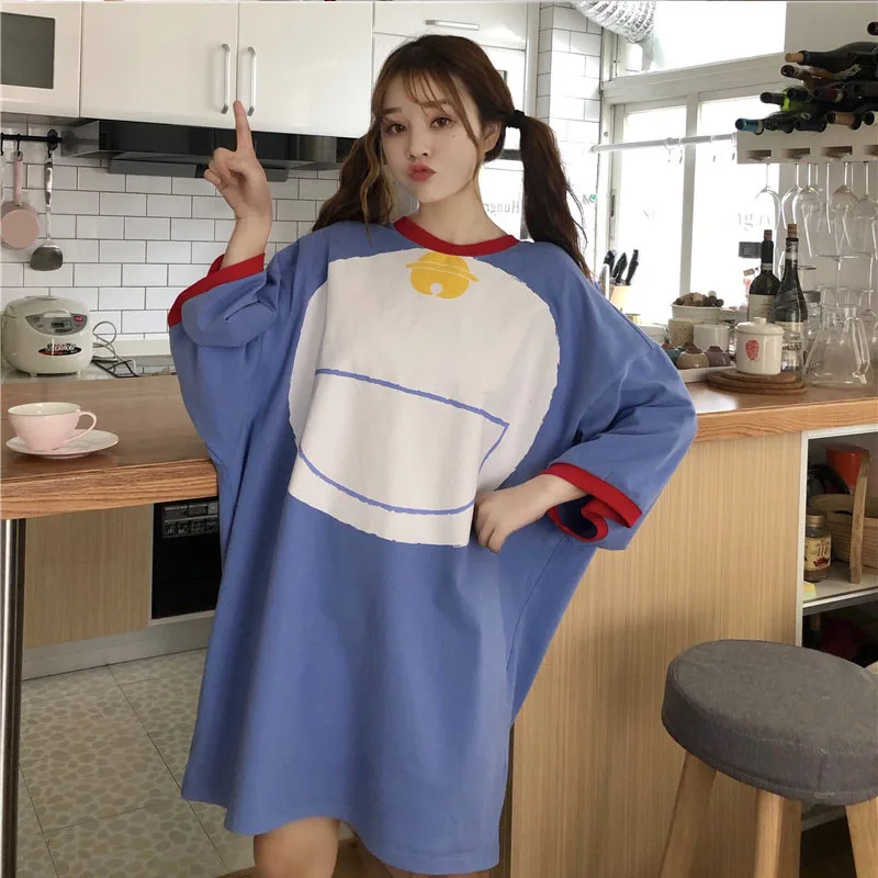 Женские пижамные комплекты Doraemon большие размеры с героями мультфильмов для сна