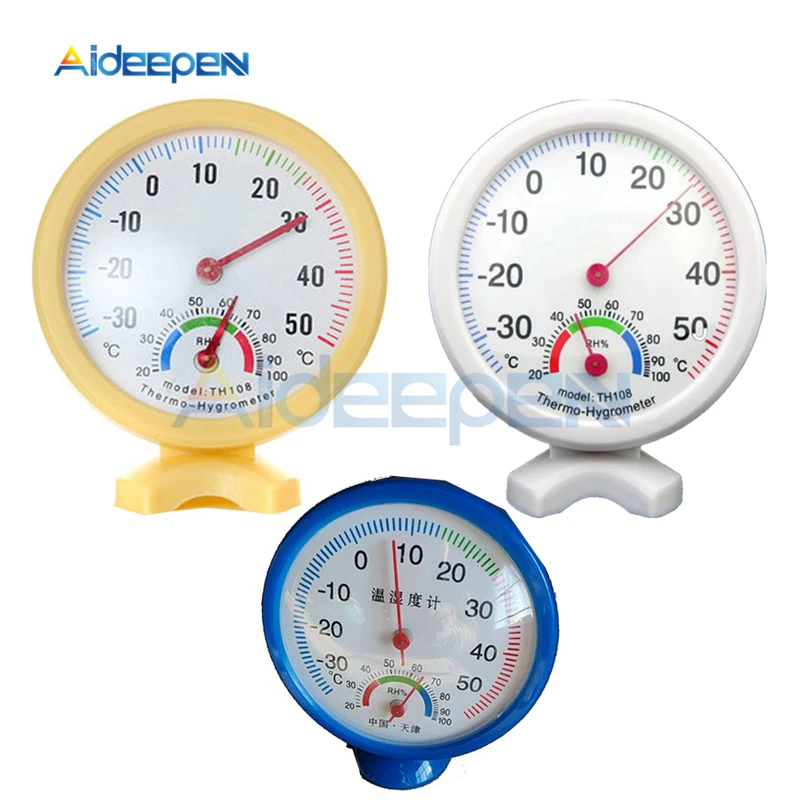 

TH108 Mini Digital Thermometer Hygrometer Round Clock-shaped Measuring Indoor Outdoor Temperature Humidity Thermometer Meter