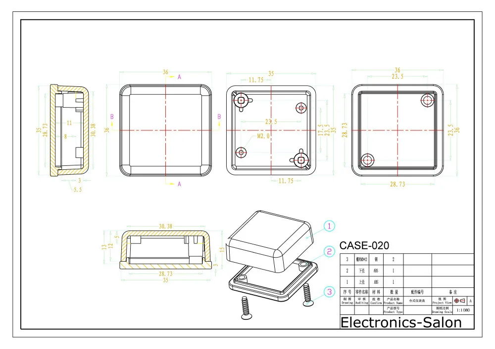 

Small Desk-top Plastic Enclosure Box Case, White, 36x36x15mm, HIGH QUALITY