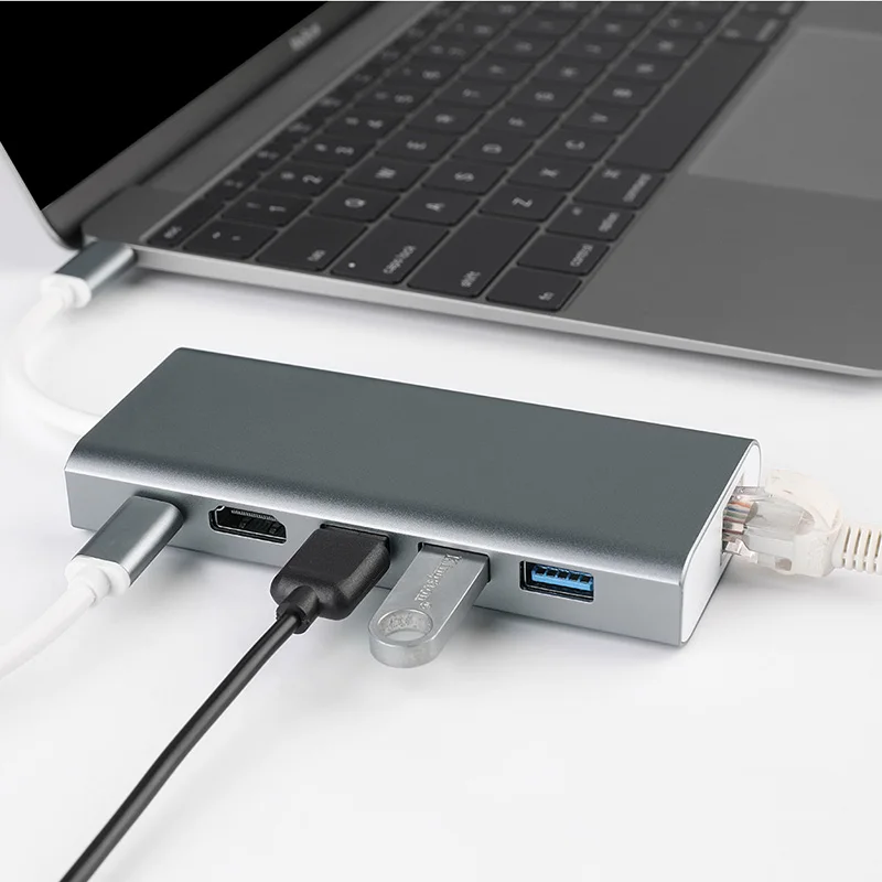 USB док станции 6 в 1 Тип usb C к HDMI 3 0 PD Gigabit Ethernet RJ45 сетевой адаптер для Macbook pro samsung