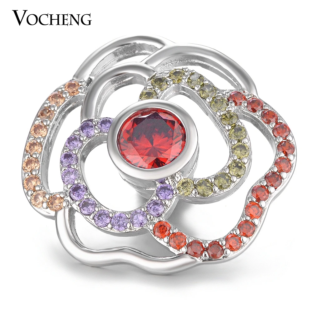 CZ Stone Luxury Vocheng Ginger взаимозаменяемая Кнопка Rose Flower 4 цвета 18 мм латунный материал