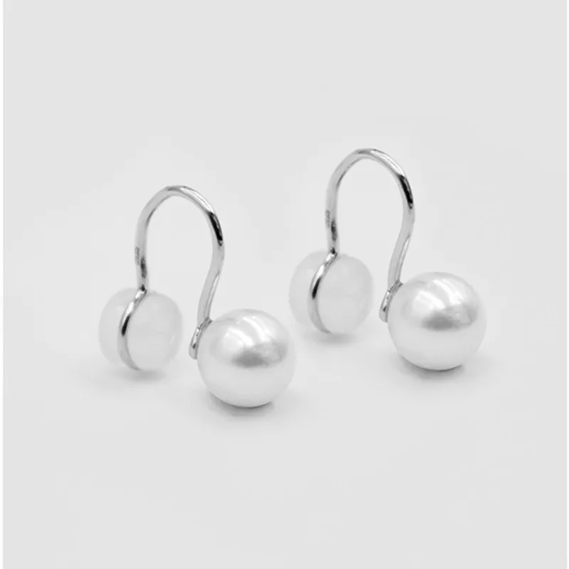 Silver Стерлингового серебра 925 Серьги модные золотые серьги с жемчугом для женщин маленькие серьги Кафф с клипсой 925 серебряные ювелирные изделия - Окраска металла: Silver