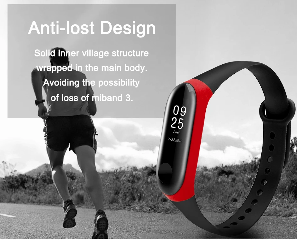 BOORUI mi band 3 ремешка двойной цвет mi band 3 Аксессуары pulseira mi band 3 сменный силиконовый ремешок для xiaomi mi3