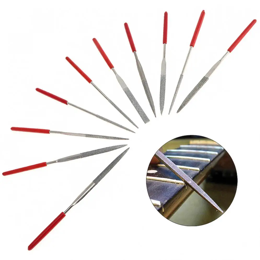 10pcs/lot 140x3MM Diamond Files Guitar Crowning Luthier Metal Edge Polish Tool for Musical Instruments DIY | Спорт и развлечения