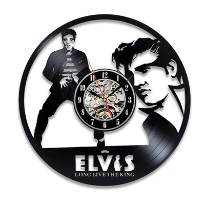 Type F New Horloge Murale Saat Elvis Presley Wall Clock Design For Vinyl Record The King Of Rock Clocks Watch Home Decor 12 Inch - Цвет: Type F
