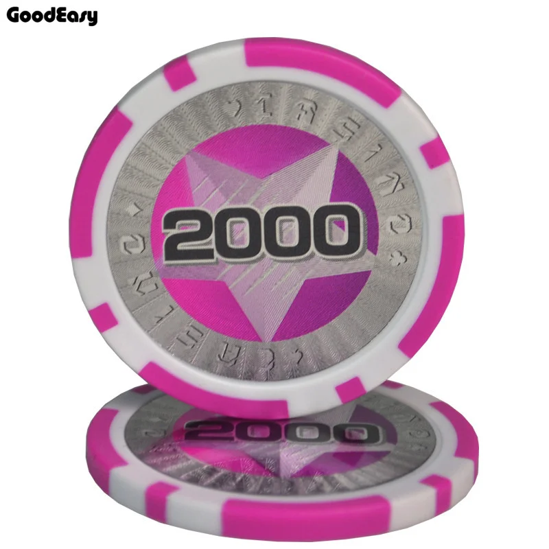 2000 5 шт./компл. мульти-col 11,5g ABS железа внутри Casino Chips в форме фишек Казино холдем Монте Карло для покера покерных фишек казино аксессуары - Цвет: 2000
