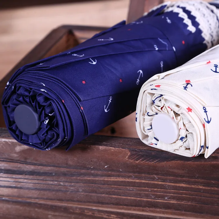 Креативный маленький чистый и свежий 30-процентный складной зонт с якорем