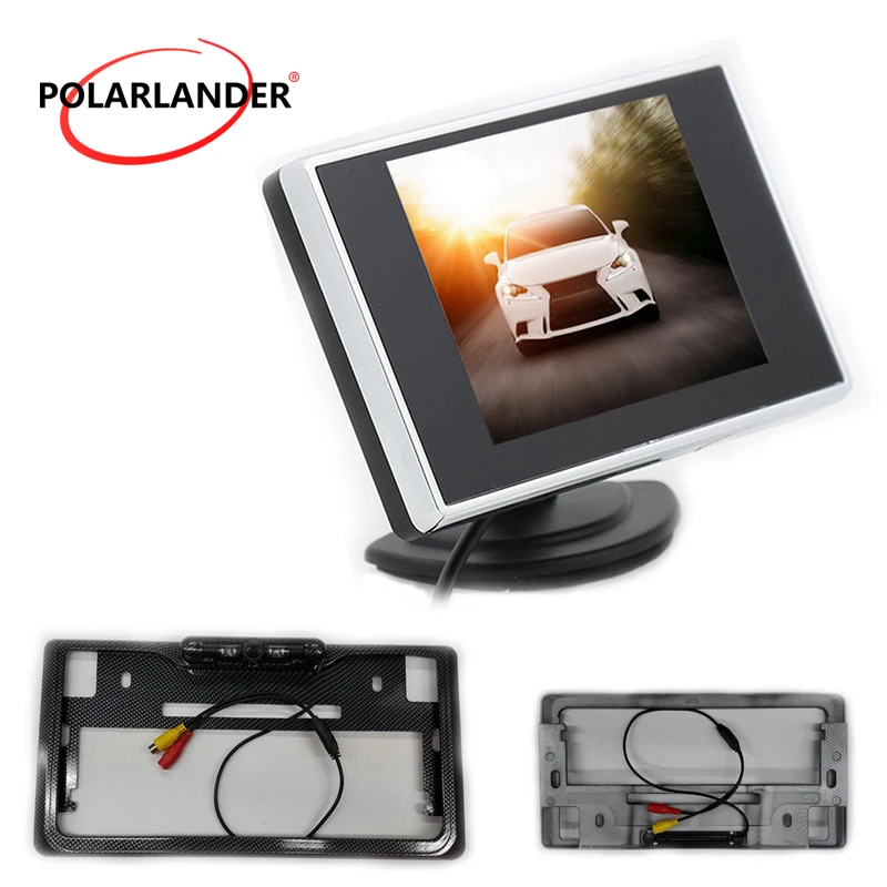 

Japanese lisence platee led rear view camera monitor Auto TV Car Assist Backup Reverse Monitor 3.5 inch TFT LCD Car Monitor