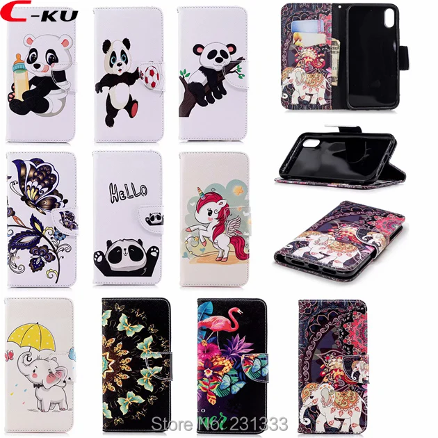 Кошелек C ku с рисунком панды кожаный чехол для Iphone X XS MAX 6 5 дюйма XR 1 Samsung Galaxy M30 NOTE9