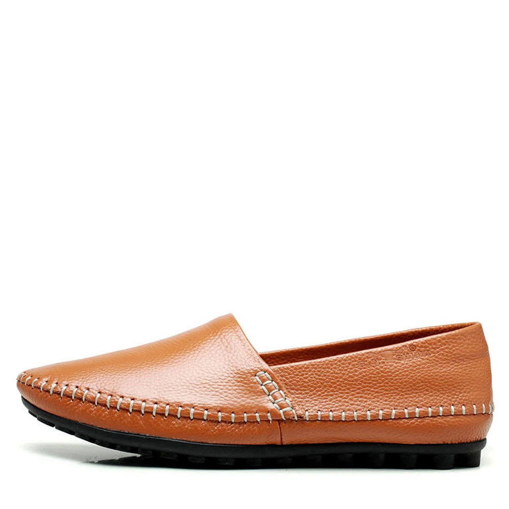 QFFAZ 2018 Genuine Cow leather Men Loafers Fashion Handmade Moccasins Soft Leather Blue Slip On Men's Boat Shoe Big Size 38-47 | Обувь