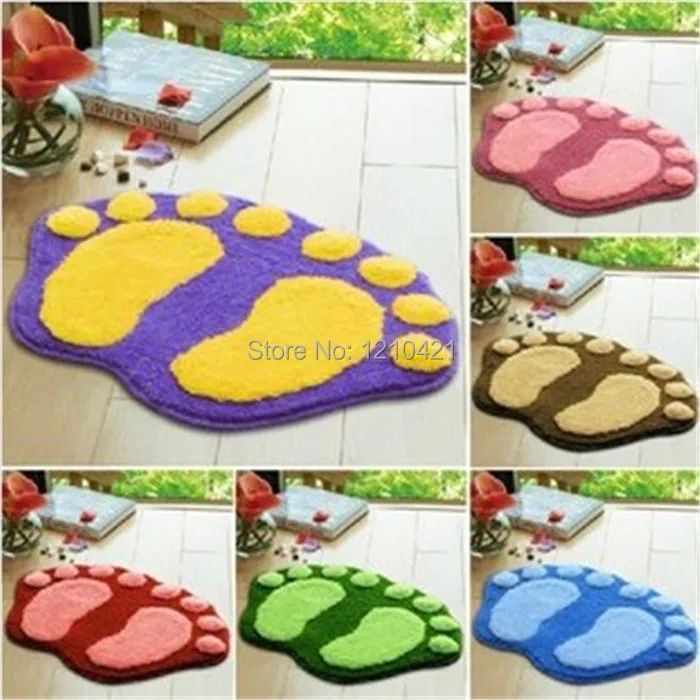 New Super Soft Nonslip Microfiber Lovely Flocking Big Feet Pad Floor Mat Bedroom Area Rug Carpet 58.5*38.5cm 5 Colors Available | Дом и сад