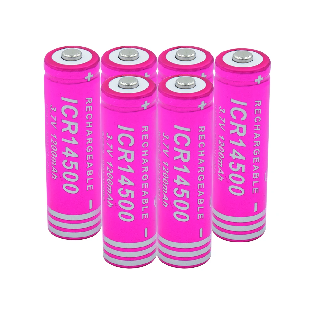 6 PCS 14500 литиевая батарея 1200mAh 3,7 V перезаряжаемая непрерывная разрядка 20A Выделенные электронные батареи питания для фонарика - Цвет: 6 PCS