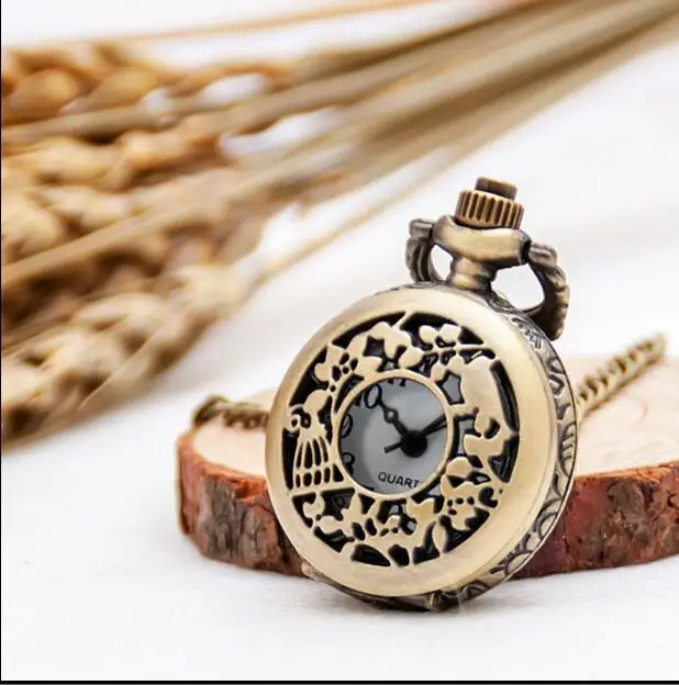 

ВИНТАЖНЫЕ КВАРЦЕВЫЕ ажурные Подвесные часы с бронзовым антиквариатным рисунком и цветами, подарок для женщин и детей, карманные часы с ожерельем