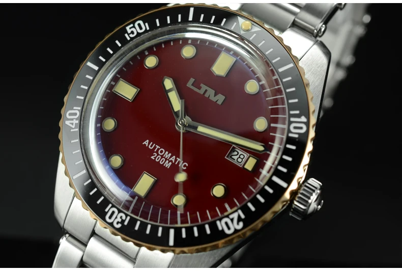 Мужские винтажные часы для дайвинга San Martin Sixty-Five, автоматические часы из нержавеющей стали 200, водонепроницаемые бронзовые кольцевые часы в ретро-стиле