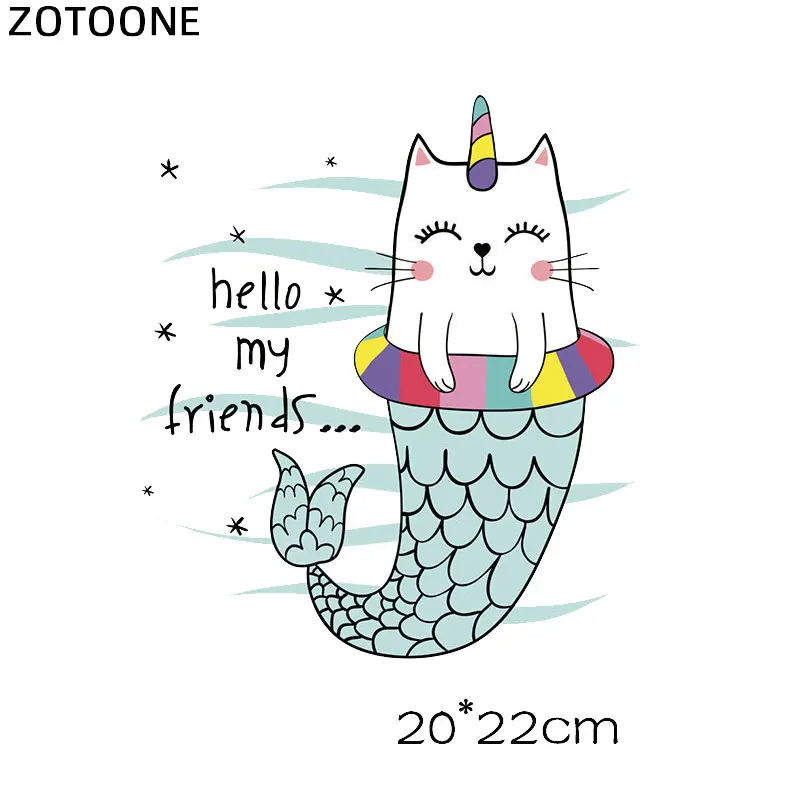ZOTOONE Симпатичные нашивки с утюгом в виде кота для детей ткань сделай сам Русалка