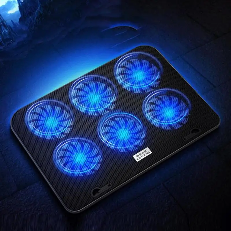 Охладитель для ноутбука ICE COOREL A9 2 usb порта 6 охлаждающий вентилятор Скорость регулируемый держатель для ноутбука ПК подставка для 12-17 дюймов ультрабук